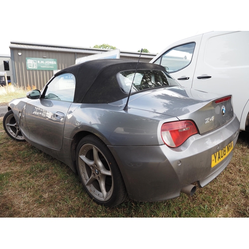 3058 - BMW Z4 car. 1995cc. MOT till 5/9/25. Showing 102,849 miles. Reg. YA08 NHN. V5 and key in office