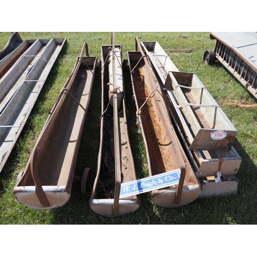 Quantity of galvanised feed troughs