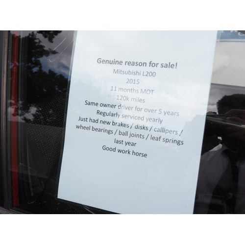 3035 - Mitsubishi L200. MOT until 28/06/26. Showing 122,018 miles. Driven to sale site, genuine reason for ... 