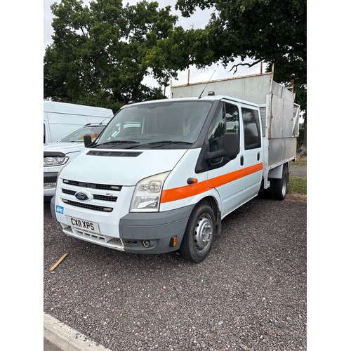 3037 - Ford Transit double cab tipper. Declared Cat. C 24/5/2012. Showing 100,612 miles. MOT until 16/01/20... 