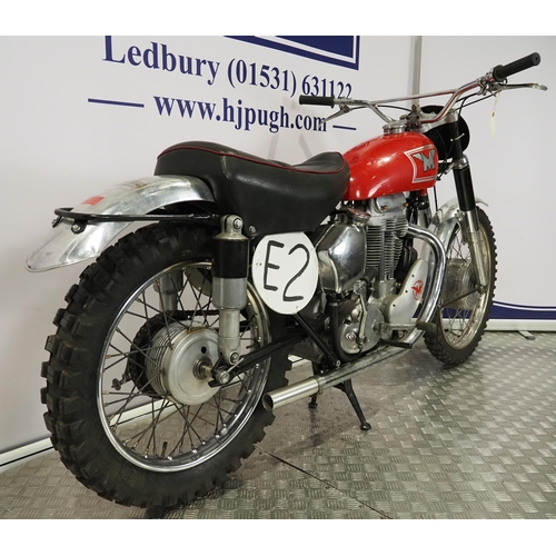 804 - Matchless 500 scrambler.
Frame No. 81119
Engine No. 54/18S 1673C
Engine turns over with compression ... 