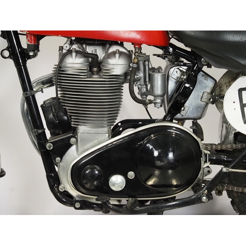 804 - Matchless 500 scrambler.
Frame No. 81119
Engine No. 54/18S 1673C
Engine turns over with compression ... 