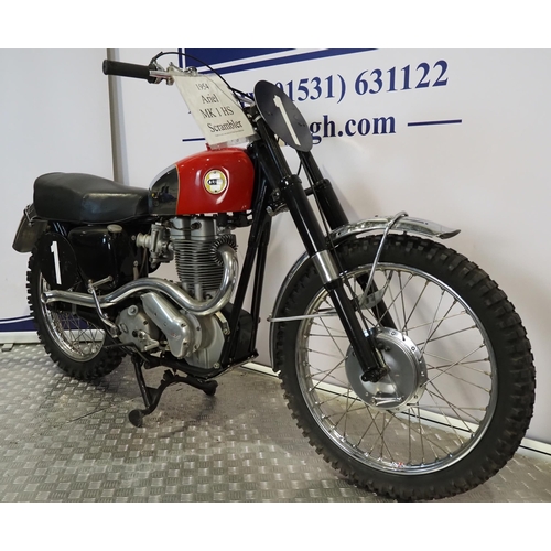 814 - Ariel Mk1 HS 500 scrambler. 1954. 500cc
Frame No. DUS 176
Engine No. LK180
Engine turns over with co... 