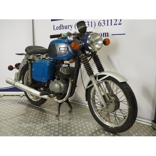 858 - MZ TS150 motorcycle. 1982. 143cc.
Frame No. 8005137 
Engine No. 7376544 (V5 states 6692099)
Engine t... 