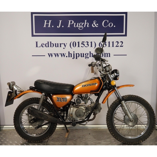 Honda XL70 motorcycle. 1974. 70cc Frame No. XL70-1036924 Engine No ...