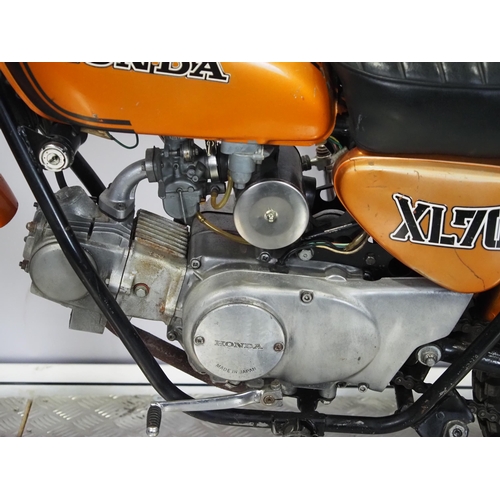 Honda XL70 motorcycle. 1974. 70cc Frame No. XL70-1036924 Engine No ...