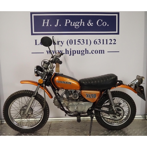 Honda XL70 motorcycle. 1974. 70cc Frame No. XL70-1036924 Engine No ...