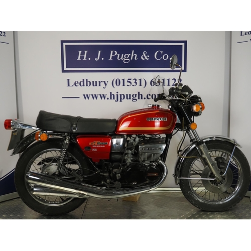Suzuki GT380 motorcycle. 1977. 371cc Frame No. 76101 Engine No