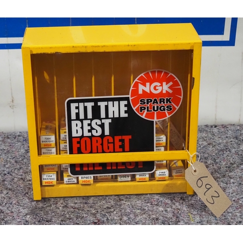 Classic NGK spark plug display dispenser cabinet with stock