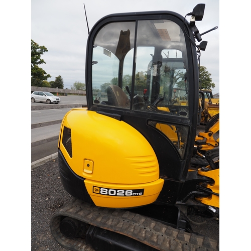 2211 - JCB 8026 CTS tracked excavator. 2018. Key in office c/w 3 buckets