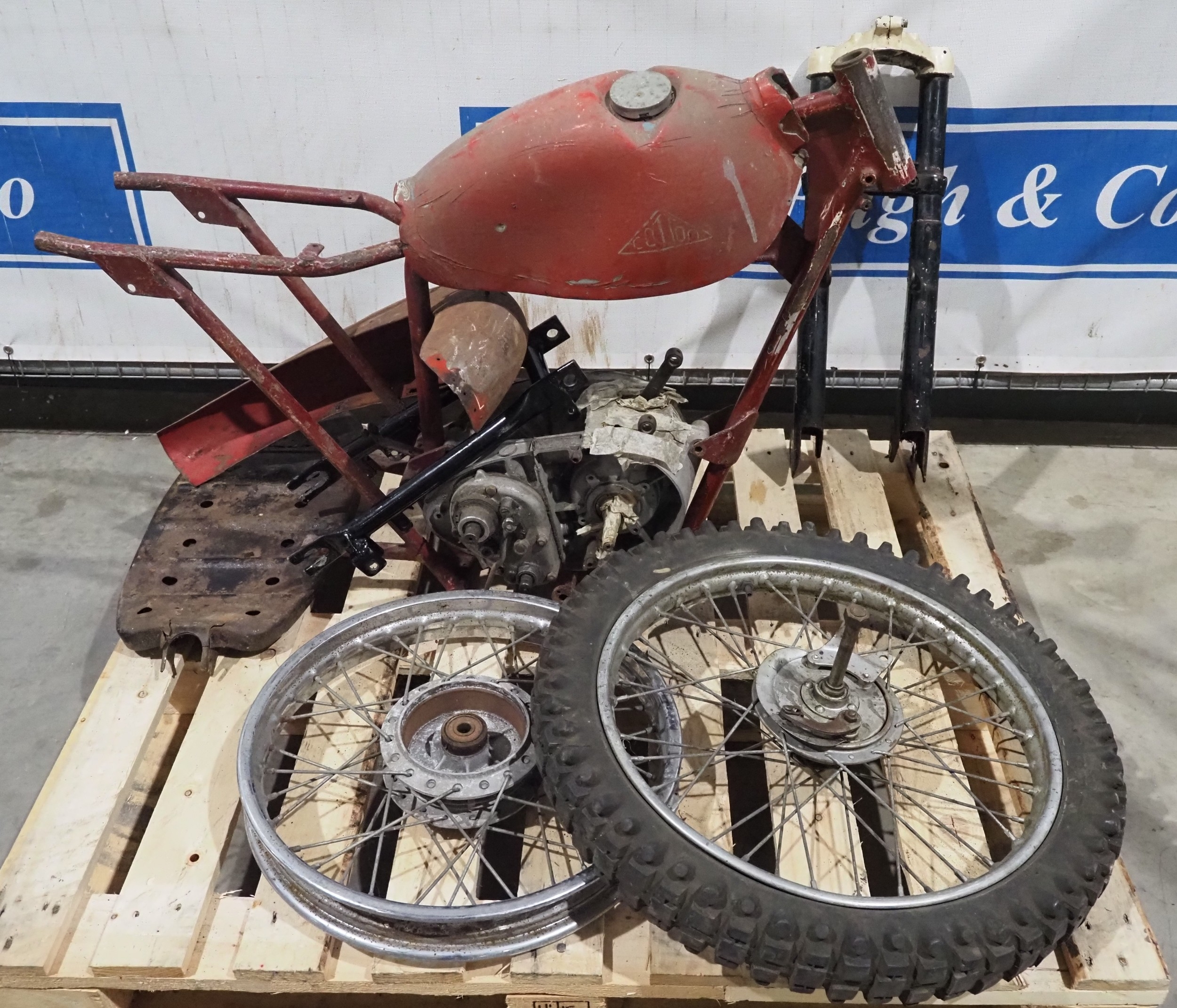 Cotton Double Gloucester motorcycle project including frame, fuel tank ...