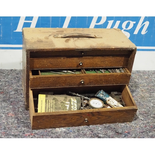 Wooden tool chest contents
