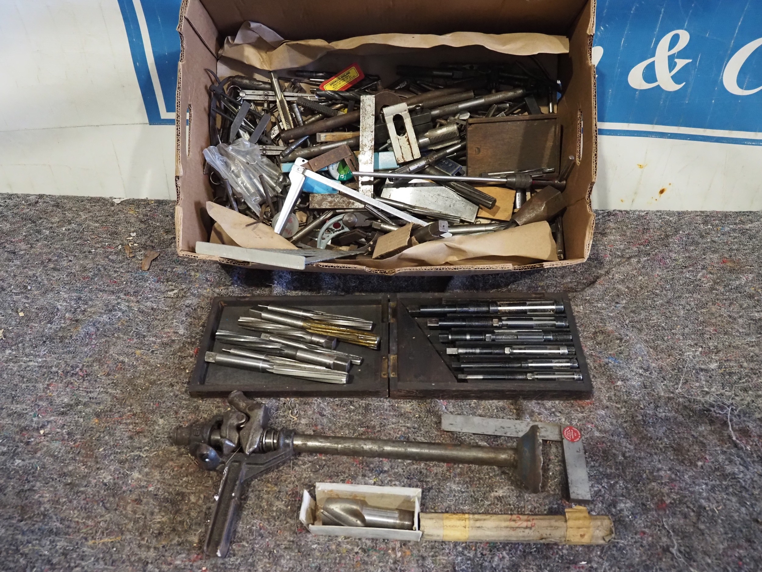 Assorted engineering tools to include reamers and micrometers
