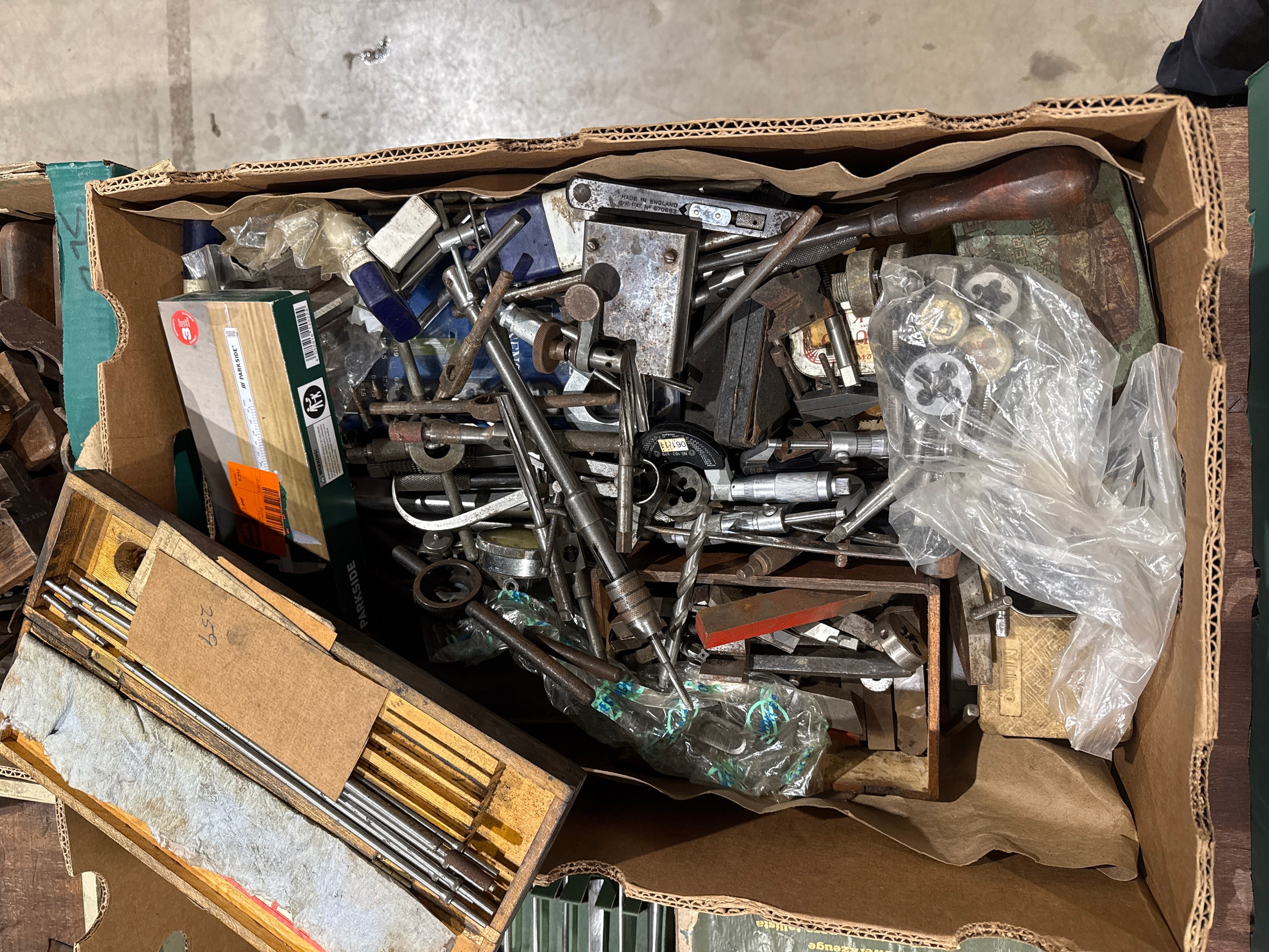 Assorted engineering hand tools, lathes etc.