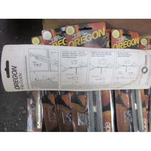Oregon chain saw chains, file guides, sprocket nose kits