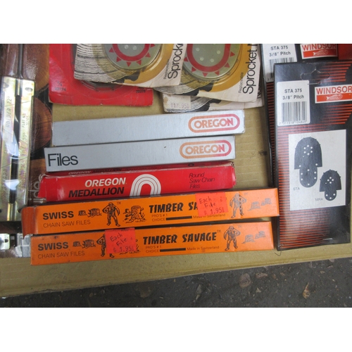 Oregon chain saw chains, file guides, sprocket nose kits