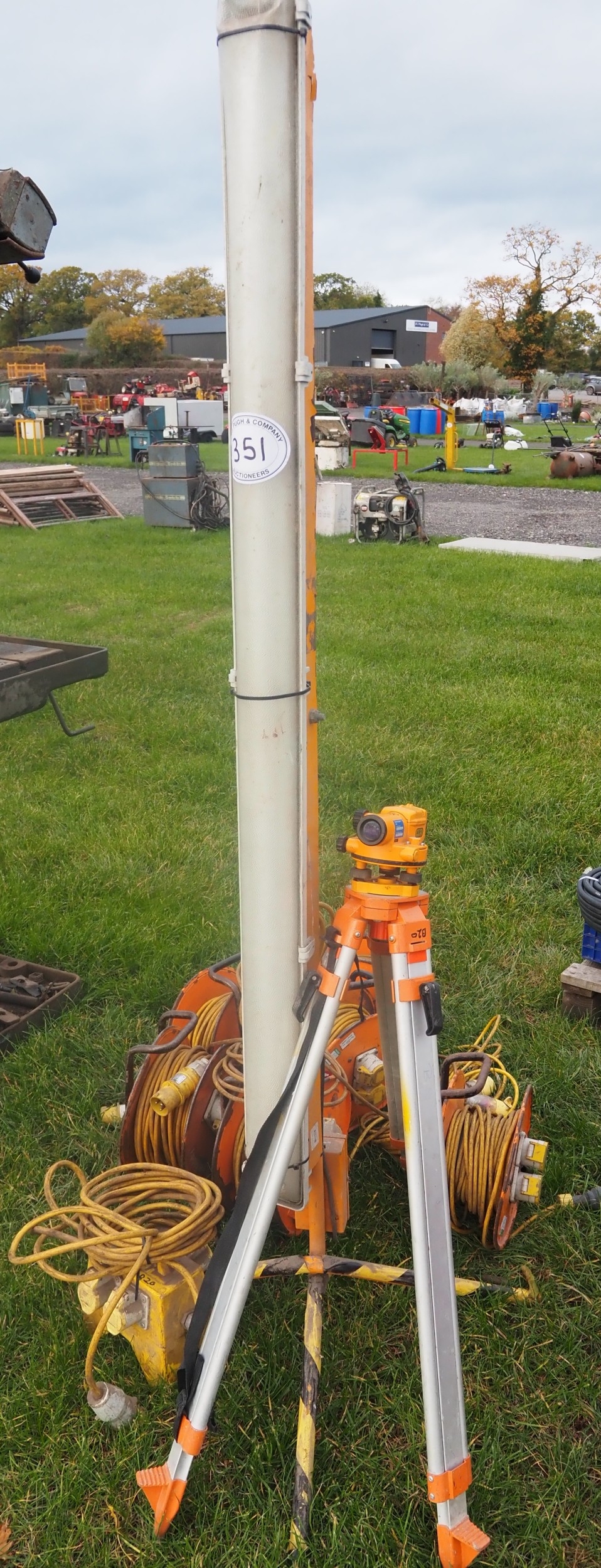Survey tripod, cable reels, lights, etc.