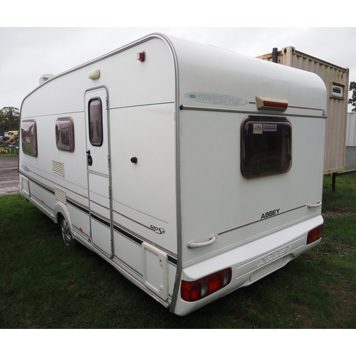 3013 - Abbey Freestyle 520E 4 berth caravan. 2005. Large lounge area that converts into a king size bed. Si... 