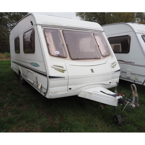 3013 - Abbey Freestyle 520E 4 berth caravan. 2005. Large lounge area that converts into a king size bed. Si... 