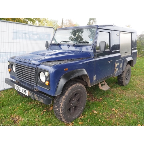 3026 - Land Rover Defender 110  long wheel base. 2 Seats at the front, converted bench seats at back into p... 