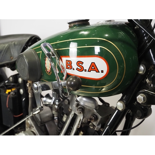BSA S1-10 OHV De-Luxe sloper motorcycle. 1931. 500cc Frame No. Y7 2005 ...
