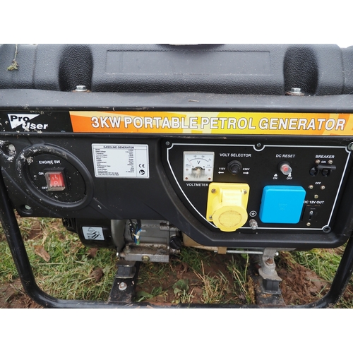 10 - Pro User G3000 3kw portable petrol generator