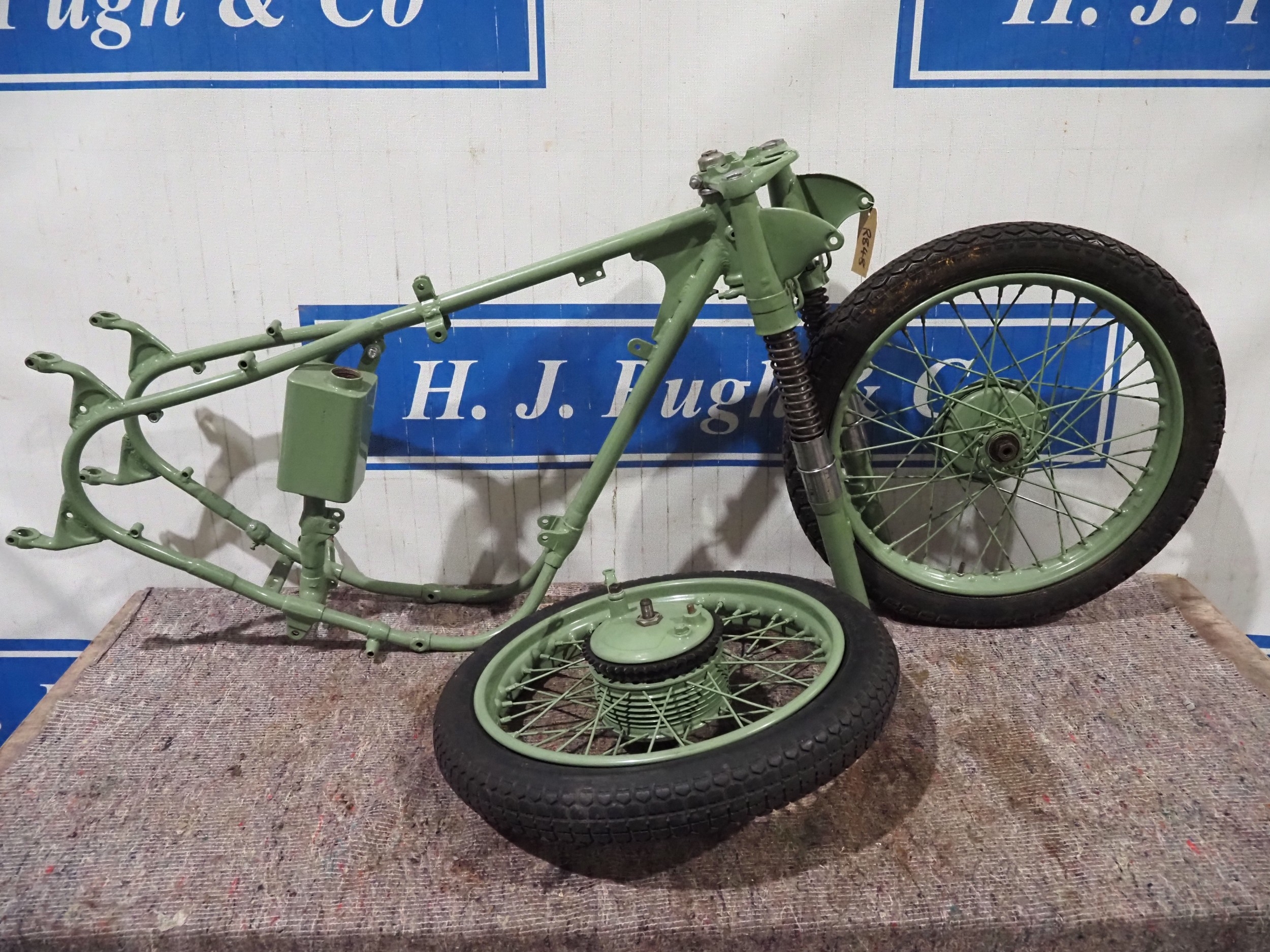 BSA Bantam frame forks and wheels. Frame No. CD3392. No docs