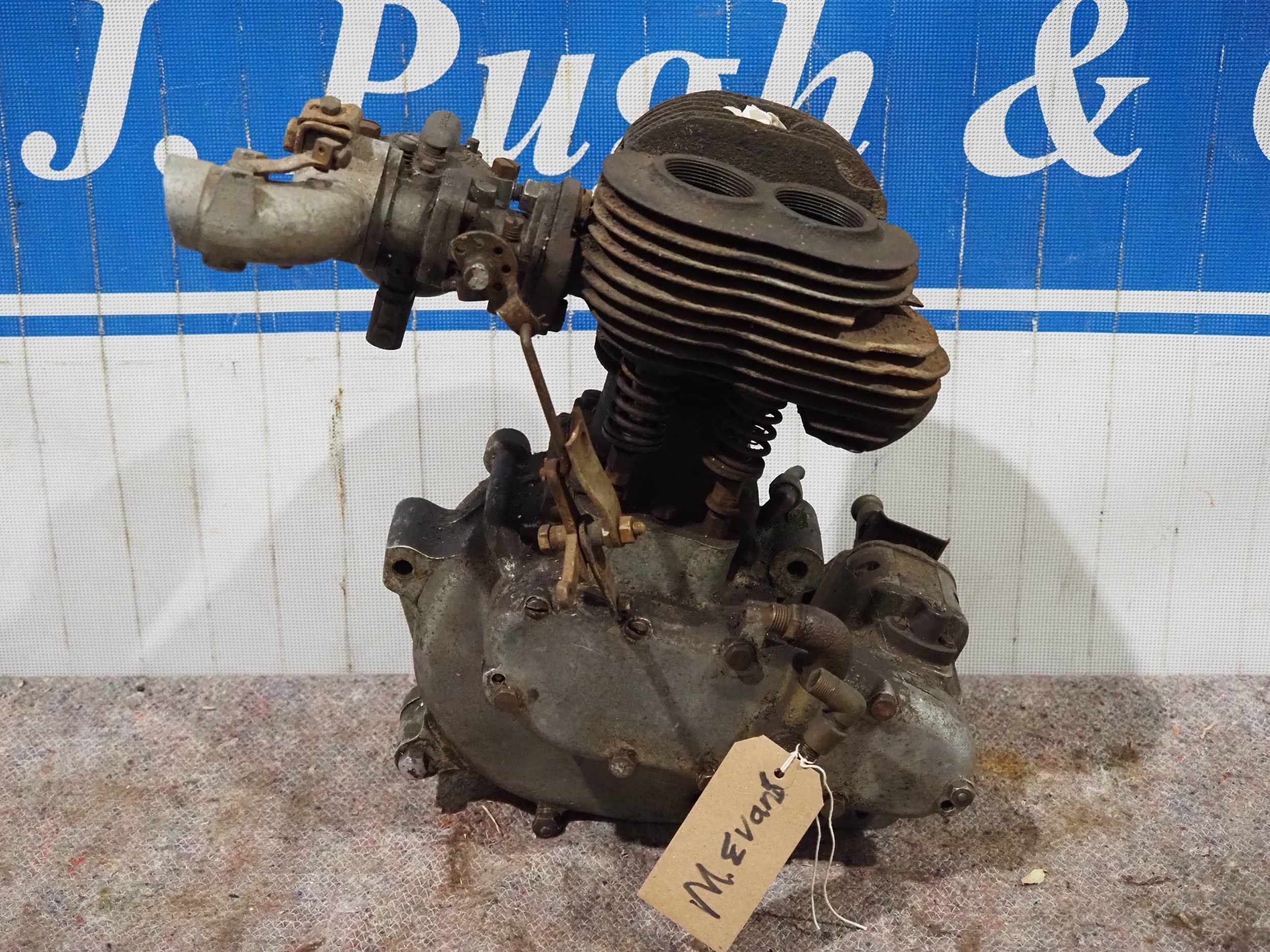 Early BSA engine with magneto and carbs. No- B23722