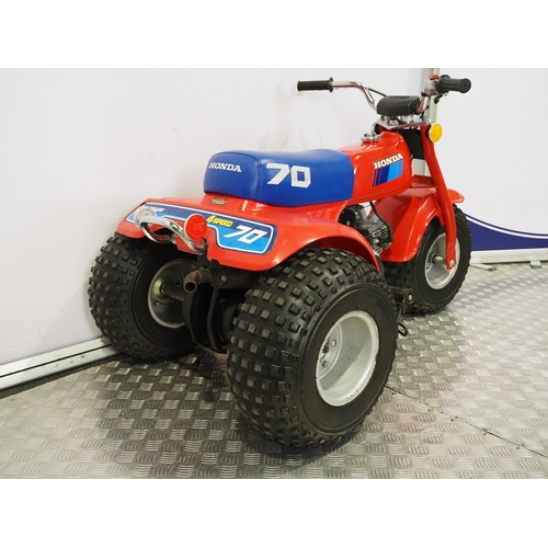 18 - Honda ATC70 childs trike. 1985. 70cc.
Frame No. JH3TB030SFC031630
Engine NO. TB03E-3052417
Engine tu... 