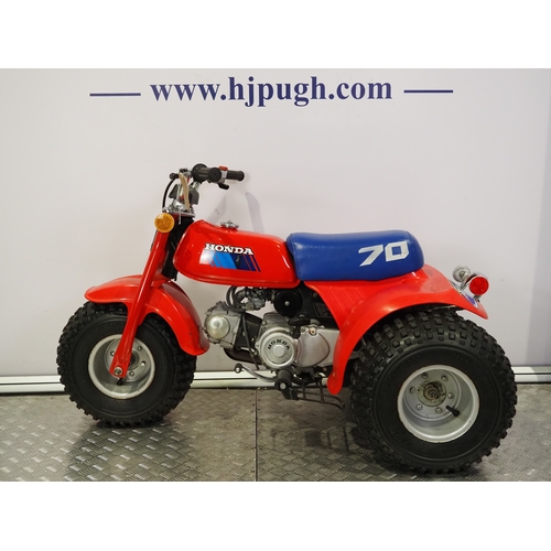 18 - Honda ATC70 childs trike. 1985. 70cc.
Frame No. JH3TB030SFC031630
Engine NO. TB03E-3052417
Engine tu... 