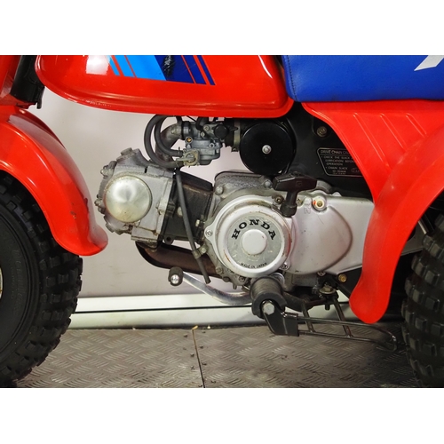 18 - Honda ATC70 childs trike. 1985. 70cc.
Frame No. JH3TB030SFC031630
Engine NO. TB03E-3052417
Engine tu... 