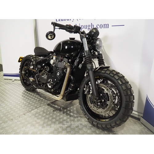 58 - Triumph Bonneville Thornton Hundred Adventure Bobber Black motorcycle. Factory Built. 2020. 1200cc
F... 