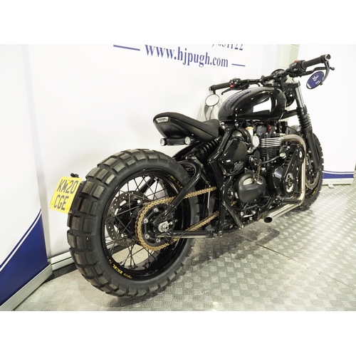 58 - Triumph Bonneville Thornton Hundred Adventure Bobber Black motorcycle. Factory Built. 2020. 1200cc
F... 