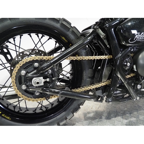 58 - Triumph Bonneville Thornton Hundred Adventure Bobber Black motorcycle. Factory Built. 2020. 1200cc
F... 