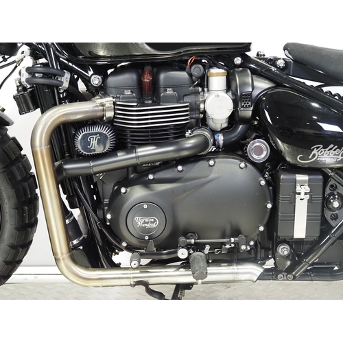 58 - Triumph Bonneville Thornton Hundred Adventure Bobber Black motorcycle. Factory Built. 2020. 1200cc
F... 