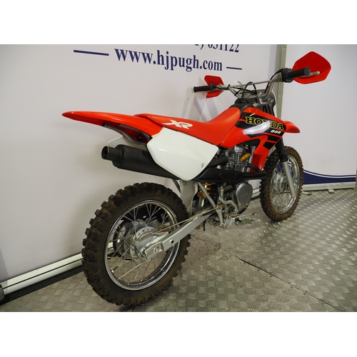 46 - Honda XR80R motocross bike. 2001. 80cc
Frame No. JH2HE01061K004859
Engine No. HE01E-6504838
Engine t... 