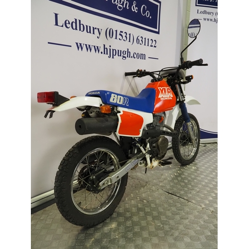 45 - Honda XLR80R motocross bike. 80cc
Frame No. HD10-1000965
Engine HD10E-1001009
Engine turns over with... 