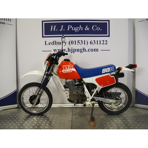 45 - Honda XLR80R motocross bike. 80cc
Frame No. HD10-1000965
Engine HD10E-1001009
Engine turns over with... 