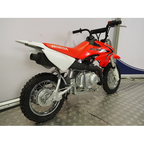 37 - Honda CRF50F childs motocross bike. 2017. 50cc.
Frame No. LALAE04AXH3201927
Engine No. AE04E-6021706... 