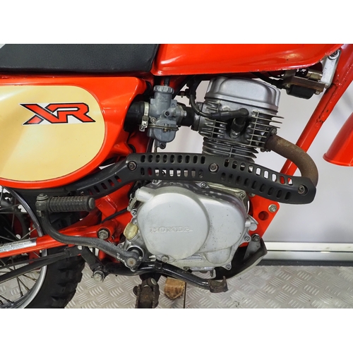 43 - Honda XR80 motocross bike. 1982. 80cc
Frame No. JH2NC0106CKS01584
Engine No. HE01E-5301558
Engine tu... 