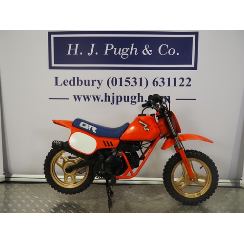 39 - Honda QR50 childs motocross bike. 50cc
Frame No. AE01-1034619
Engine No. AE01E-1034617
Engine turns ... 