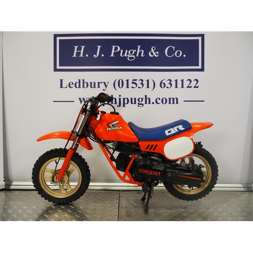39 - Honda QR50 childs motocross bike. 50cc
Frame No. AE01-1034619
Engine No. AE01E-1034617
Engine turns ... 