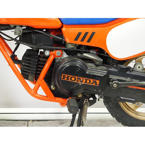 39 - Honda QR50 childs motocross bike. 50cc
Frame No. AE01-1034619
Engine No. AE01E-1034617
Engine turns ... 