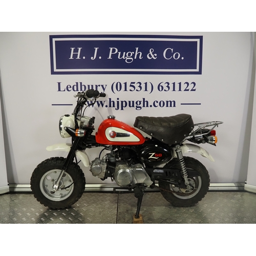90 - Honda Z50 monkey bike. 1999. 49cc. 
Frame No. AB27-1002492
Engine No. AB27E-1002481
Engine turns ove... 