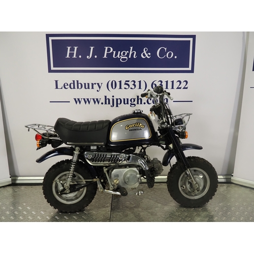 80 - Honda Gorilla A-Z50J monkey bike. 50cc
Frame No. Z50J-1804407
Engine No. Z50JE-1804457
Engine turns ... 