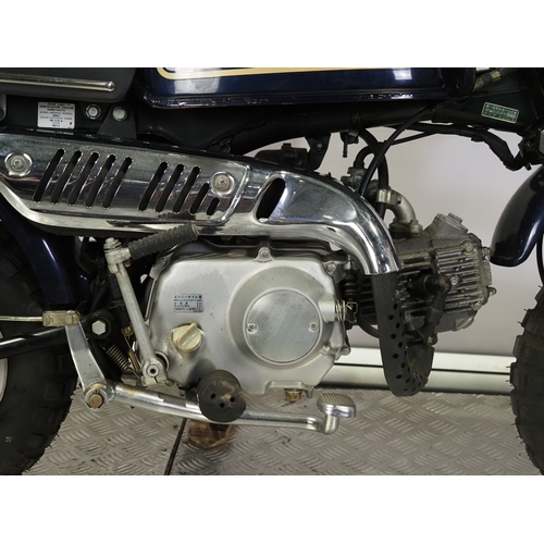 80 - Honda Gorilla A-Z50J monkey bike. 50cc
Frame No. Z50J-1804407
Engine No. Z50JE-1804457
Engine turns ... 