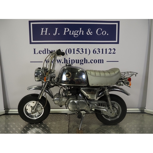 92 - Honda Gorilla Z50J monkey bike. 1999. 50cc
Frame No. Z50J-2602420
Engine No. Z50JE-2302466
Engine tu... 