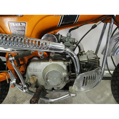 68 - Honda Trail 70 moped. 1970/71. 72cc
Frame No. CT70H-157057
Engine No. CT70HE-157153
Engine turns ove... 