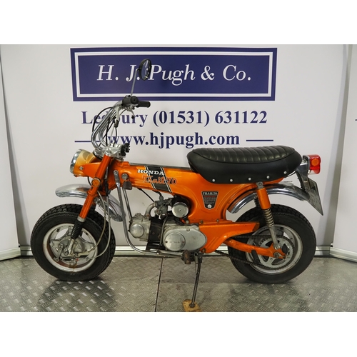 68 - Honda Trail 70 moped. 1970/71. 72cc
Frame No. CT70H-157057
Engine No. CT70HE-157153
Engine turns ove... 