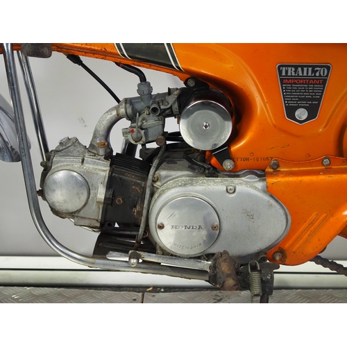 68 - Honda Trail 70 moped. 1970/71. 72cc
Frame No. CT70H-157057
Engine No. CT70HE-157153
Engine turns ove... 